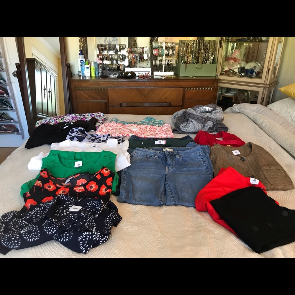 Cabi; 10 Tops, 2 Skirts, 3 Jeans, 2 Jackets...